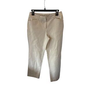 J Jill Stretch Ankle Pants White 6P Petite Cotton Cropped Trousers Chino Neutral
